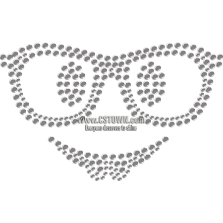 Smiling Face with Sun Glasses Rhinestone Heat Press for Mask